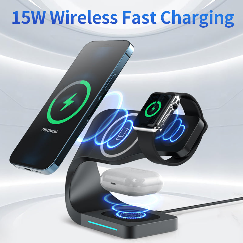 3 in 1 Magnetic Wireless Charger Stand for iPhone & AirPods